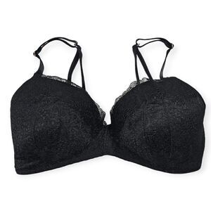 PINK Victoria's Secret Date Wireless Lightly‎ Lined Black Bra Women's Size 36D